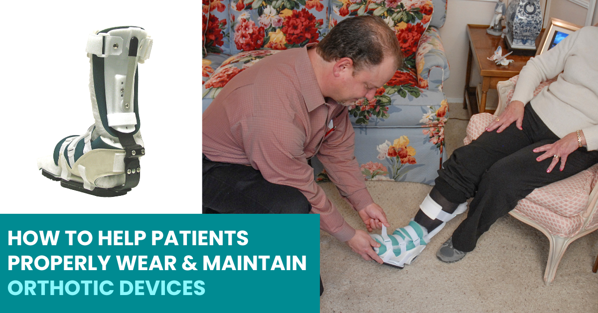 An orthotist helps a patient adjust ankle foot orthoses from Anatomical Concepts, Inc.